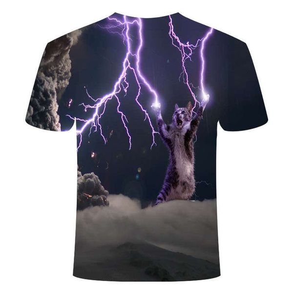 

fashion 2020 new cool t-shirt men / women 3d two cats print t-shirt short sleeve summer t-shirts men s-6xl, White;black
