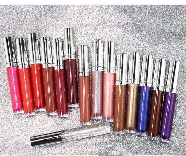 

beauty cosmetics vegan 26 colors glitter shimmer liquid lip gloss custom private label makeup lipgloss lipstick no logo round silver tube li