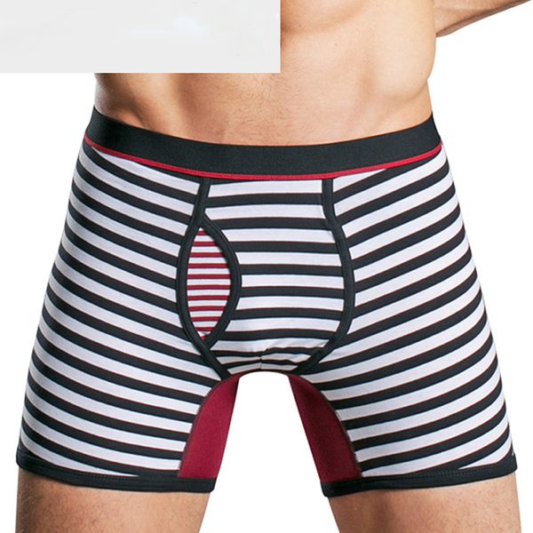 

cotton boxer men's underwear striped underwear men's boxer sports long legs shorts men's underwear new, Black;white