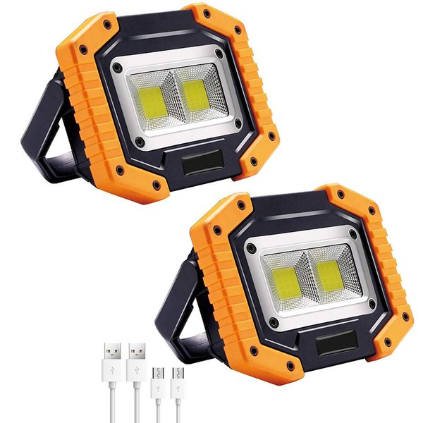 

led work light, 2 cob 30w 1500lm rechargeable work light, led portable waterproof flood lights for outdoor camping hiking em