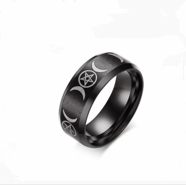 

8mm titanium women men finger band rings 2019 new stars moons style jewelry rings accessories, Silver