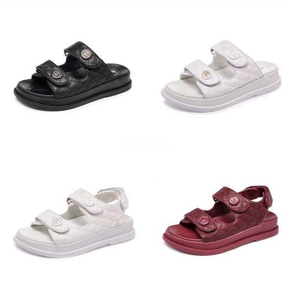 

nan jiu mountain summer flat sandals women simple bright color buckle studded beach shoes plus size t200529#980, Black