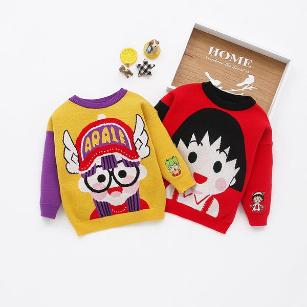 

2018 new style autumn and winter ins super fire childrenswear super mario cute mixed colors thin needle cartoon kids' sweater, White