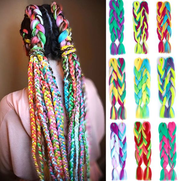2020 24 Inter Color Jumbo Braids Long Synthetic Braiding Hair