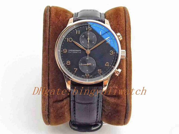 

zf factory v2 version 6 color selection portuguese chronograph swiss 7750 automatic movement diving mens watches movement leather strap, Slivery;brown