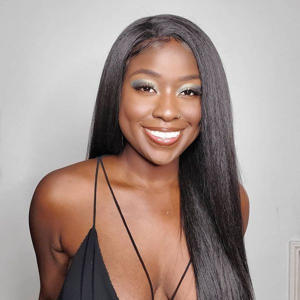 

yaki straight 13x6 lace front human hair wig with baby hair glueless brazilian for black women remy natural hairline, Black;brown