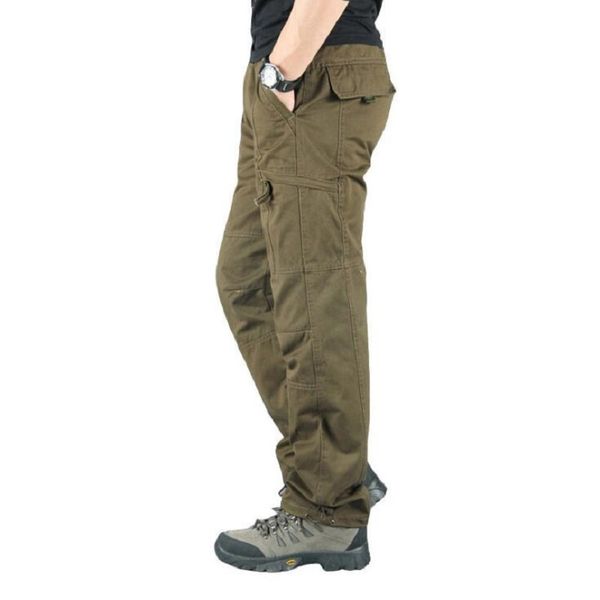 

tactical cargo pants men combat military trousers men casual six pockets cotton khika pants male streetwear pantalones hombre, Black