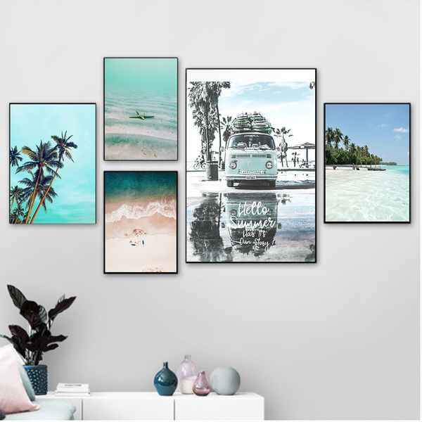 

blue ocean бич плакаты и печать на холсте scandinavia плакат кокосовое дерево картина nordic travel pictures living room decor