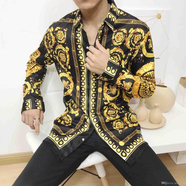 

brand new mens medusa shirts 2019 long sleeved slim fit dress shirts business casual men shirt, White;black