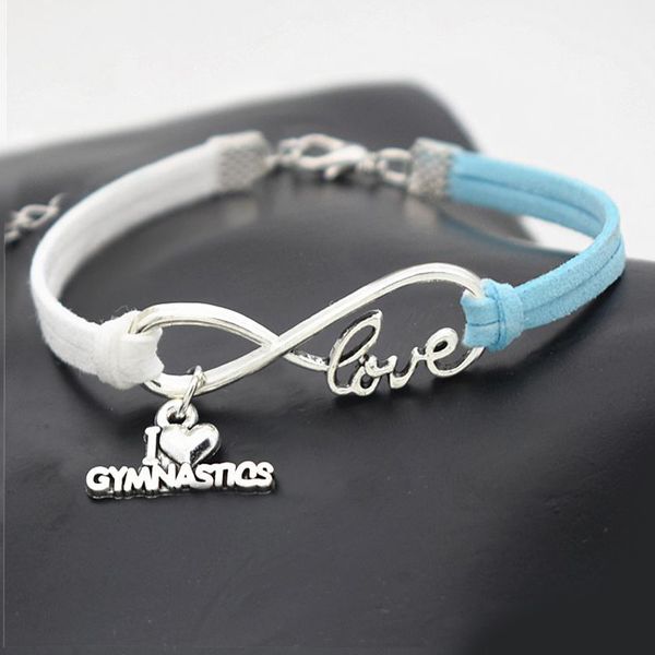 

серебро бесконечность любовь спортивная подвеска браслеты браслеты 2019 ручной белый синий кожаный замши веревка регулируемый шарм подарок ю, Golden;silver