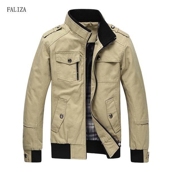 

faliza new casual men jackets spring autumn bomber jacket men windbreaker jacket mens jackets and coats casacos masculino jk101, Black;brown