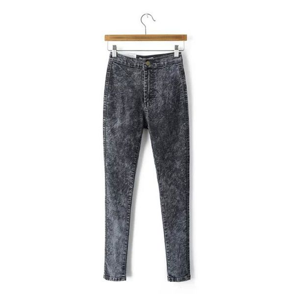 

women autumn jeans black jeans vintage high waist denim women spring denim pants high elastic skinny pencil stretch femme, Blue