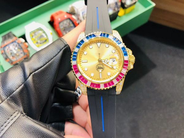 

new version orologio di lusso gold sub diamond wristwatch 116610lv 116613lb m126603 42mm rainbow bezel mechanical automatic mens watches, Slivery;brown