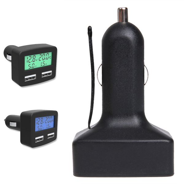 

dual usb 5 in 1 car phone charger 3a dc 5v car phone usb charger with lcd display temperature voltage current meter