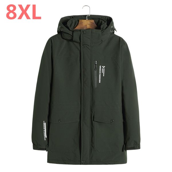 

2018 new winter new parkas for jacket hooded brand casual men warm plus size 8xl 7xl cotton-padded clothes coat ing, Black