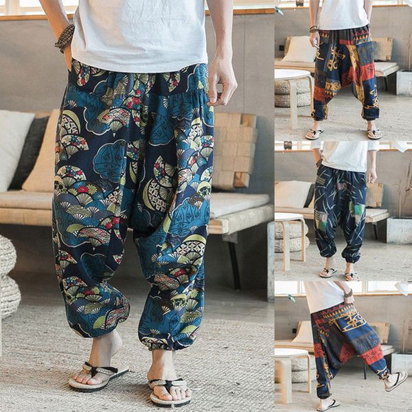 

floral loose wide leg long harem pants high waist loose elastic waist yoga trousers plus size new beach pants ropa deportiva, White;red