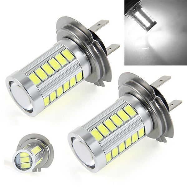 2pcs H7 White 5630 33-SMD LED 12V DRL Auto Car Fog Light Headlight Lamp Bulbs