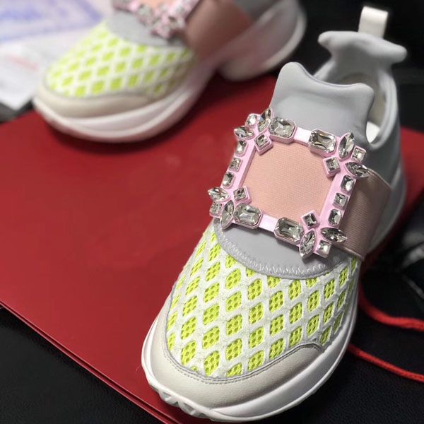 

luxury designer ladies low-casual shoes ladies designer sports shoes mesh breathable stretch fabric fashion color matching sports flower, Black