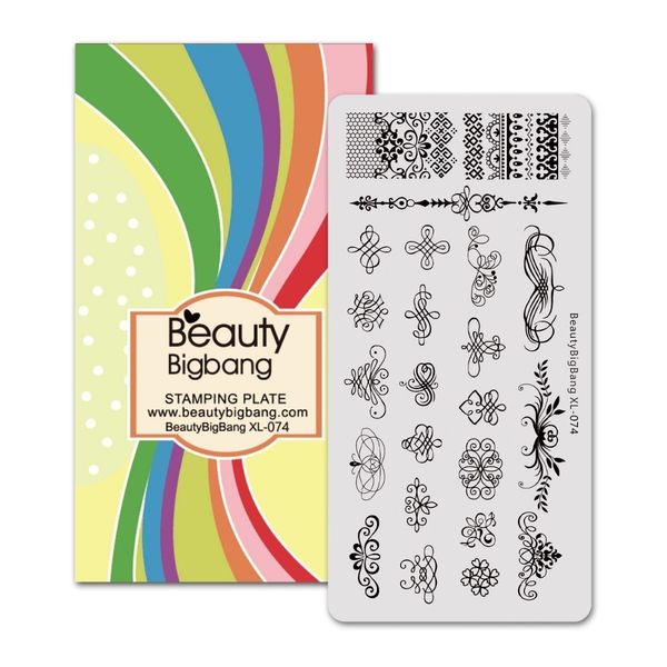 

beautybigbang 6*12cm nail stamping plates lace flower branch geometric image for nail polish stamping art xl-074, White