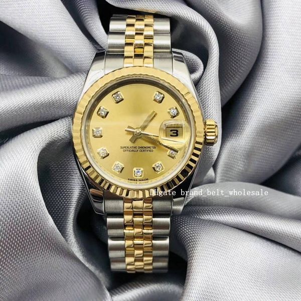 

владелец магазина рекомендует азии 2813 леди 26 мм золото нержавеющая datejust шампанское алмаз 179173 сан-блан автоподзавод женские часы, Slivery;brown