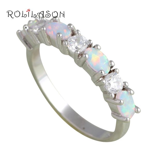 

2.09g zirconia fashion jewelry popular white fire opal silver stamped party rings for girls usa #6#7#8#9 or698, Golden;silver