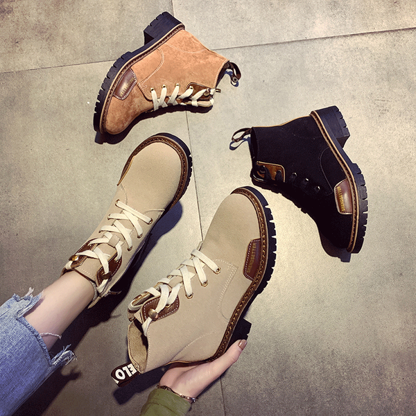 

shoes zipper round toe low heels booties fashion boots woman lace up booties ladies martins for women punk mid calf rock autumn, Black