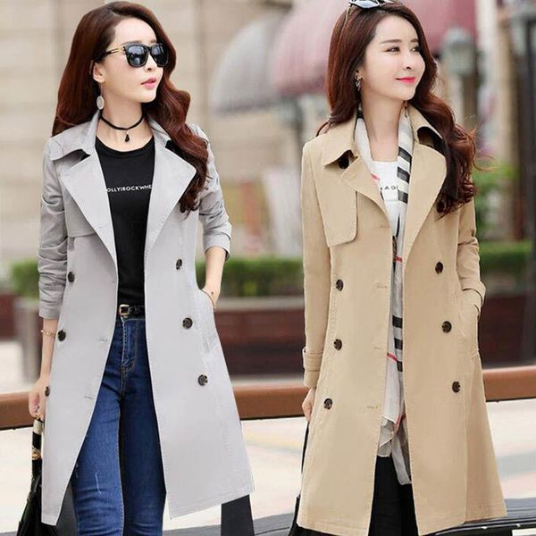 

fashion trench coat for women long winter overcoat women double breasted ol plus size casaco clothes 2019 sobretudo feminino, Tan;black