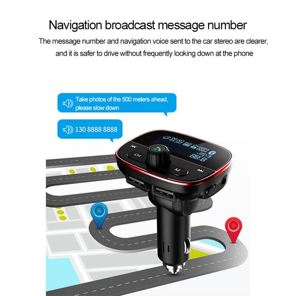 

fm transmitter car mp3 player adapter bluetooth 4.2 dual usb independent switch dual usb u disk tf card aux car