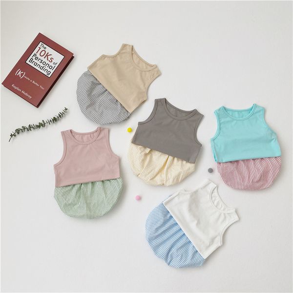 

2020 summer infant baby sets vest and shorts, White