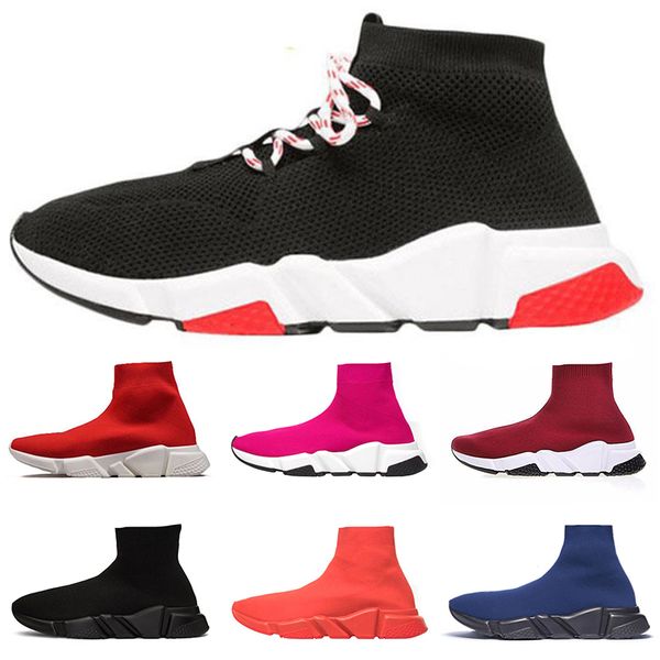 

2020 fashion designer sneakers casual shoes speed socks black white red navy blue ose pink wine red 36-45