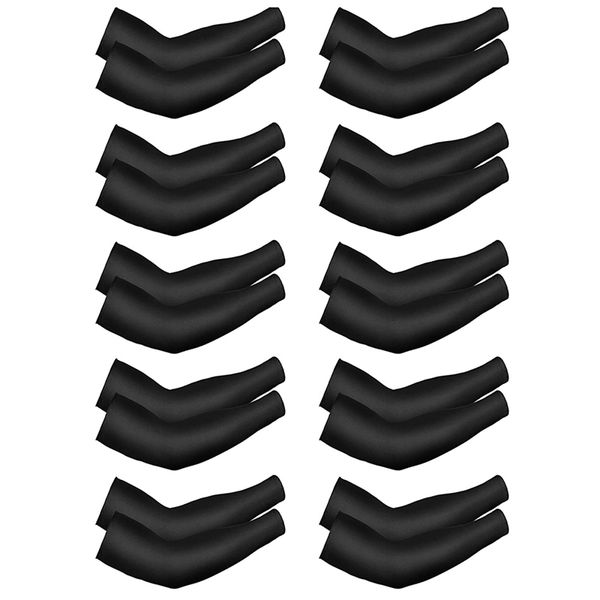 

10 pairs cooling arm sleeves men women sleeves cover sun protection for outdoor driving fishing golfing riding, Black;gray