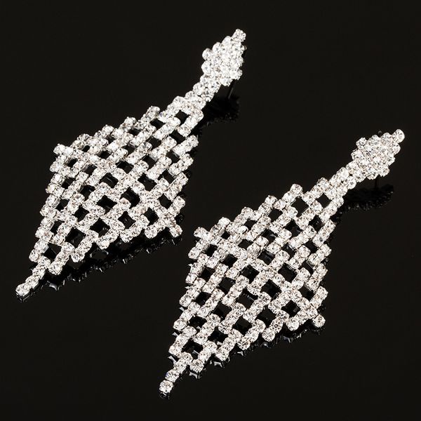

punk nightclub hollow out diamond long fund exaggeration tassels earrings ear nail ornaments, Golden