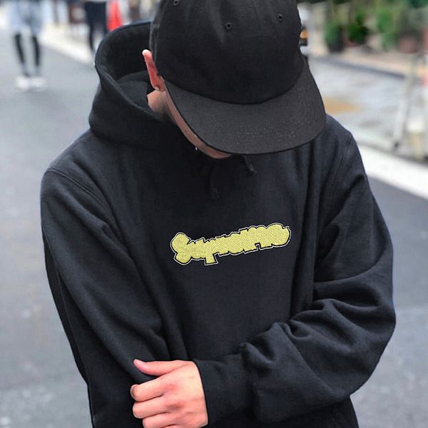 

men designer hoodie red box logo luxury hoodies comfortable cotton sweatshirt suprÃªme trendy fashion brand couple sweater, Black