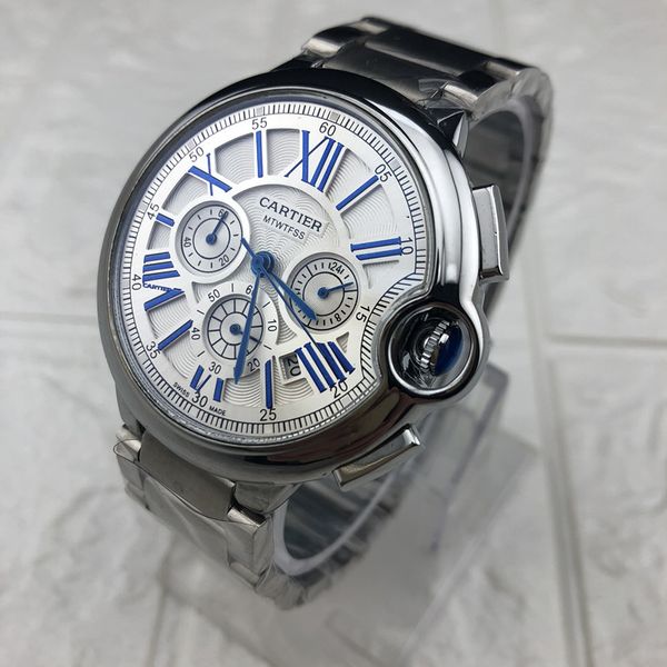 

48 mm brand cr chronograph working stainless steel mens luxury watches for man multifunction fashion casual quartz watches