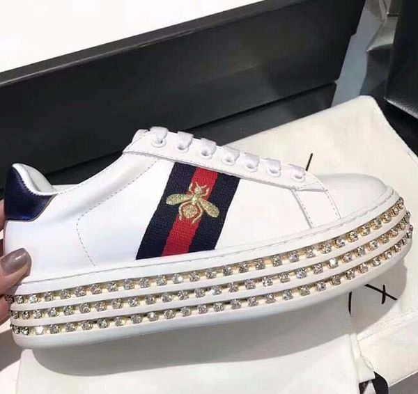 

Дизайнерские кроссовки обувь моды роскошь дизайнер женской обуви высокой платформе зашнуровать Туз кожа с кристаллическими нижней обуви, работающих под управлением trainers013