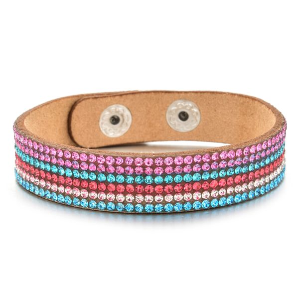 

vintage multicolor rhinestone leather button bracelet for men women korea volvet crystal charm bracelets bangles jewelry, White