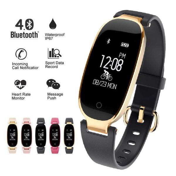 

new fashion girl's smart watch with heart rate monitor multi-function sports watch women smart bracelet for iphone phone, Slivery;brown