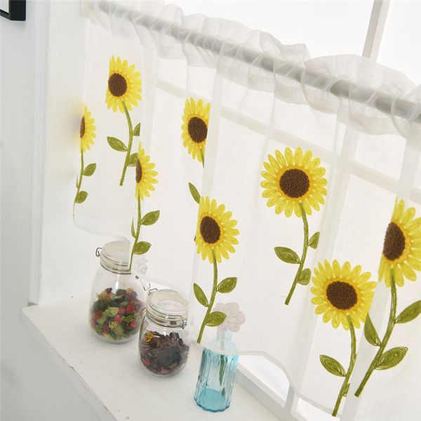 2019 Yellow Floral Window Tulle Curtains For Living Room Bedroom