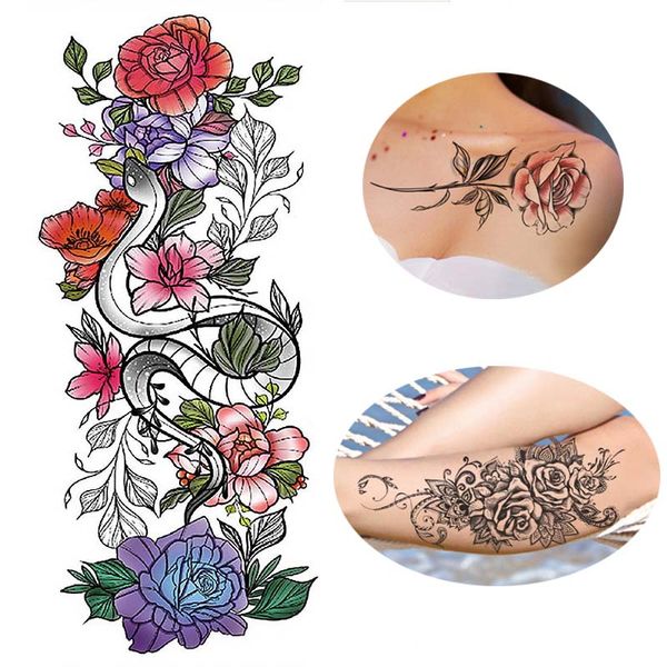 

1pc tattoo stickers rose flower arm fake tattoo chest sticker fashion temporary sticker for man woman body art