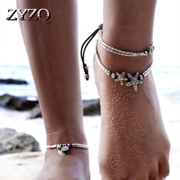

zyzq vintage sea star euro stylish anklets for women unique symble two model available wholesal lots&bulk gift gadget anklets, Red;blue