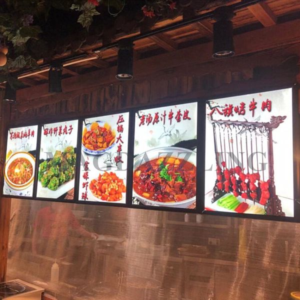 5units A2 Tamanho Magnetic Quadro Slimline Preto Cor de alumínio LED Iluminado Menu de caixas de luz, Restaurante LED Panel Display Menu