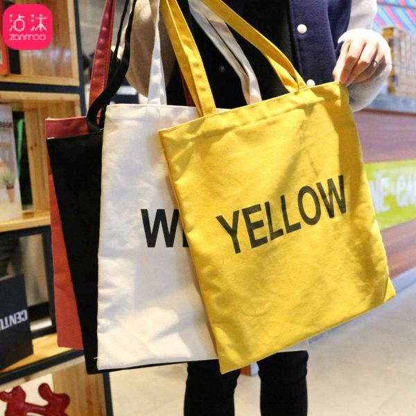 

hazy beauty korean style single shoulder women canvas bag black white 2019 preppy style letter girls school book totes bolsas