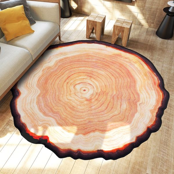 

personality old tree rings carpet wood color round floormats parlor door mats bedroom living room sofa table area rugs deco