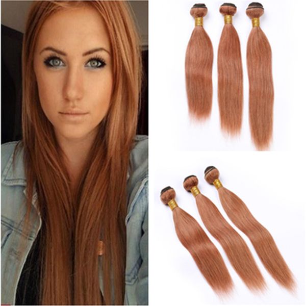 Medium Auburn Brazilian Human Hair Bundles Straight Virgin Hair