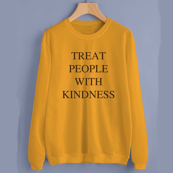 

гарри стили относиться к людям с добротой толстовки женщины мужчины тяжелая смесь crewneck толстовка унисекс пуловер пот femme, Black