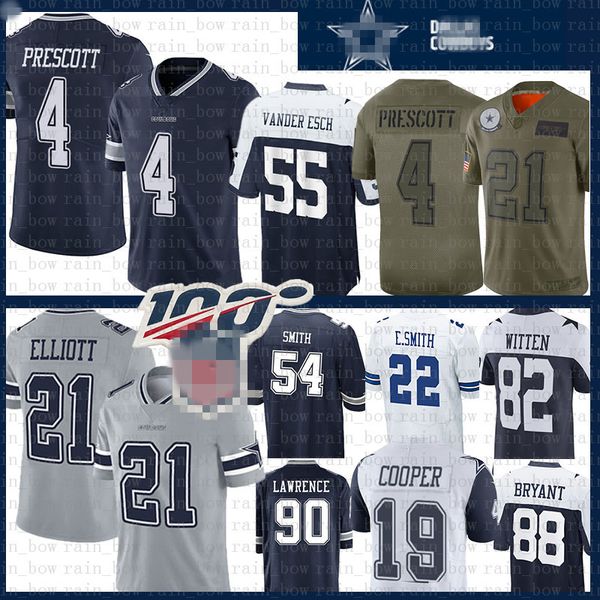 

21 ezekiel elliott 55 leighton vander esch jersey 4 dak prescott 19 amari cooper jaylon smith jason witte 90 lawrence lee dalla cowboy, Black;red