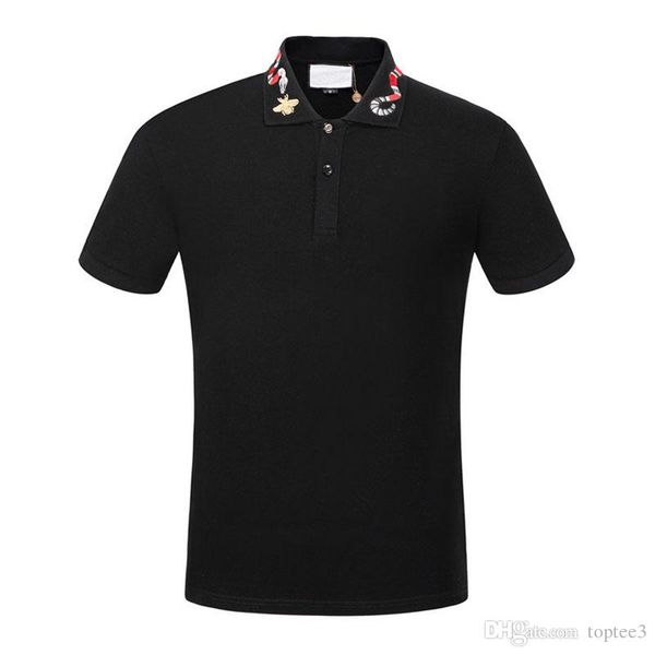 

new fashion designer polos men poloshirts #015 short sleeve bee tiger snake animal embroidery classic luxury tshirts high quality, White;black