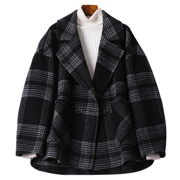 

весна осень шерстяное пальто женщин одежда 2020 женщины пальто и куртки корейской vintage черный шерстяной жакет abrigo mujer 2836 zt2544, Black