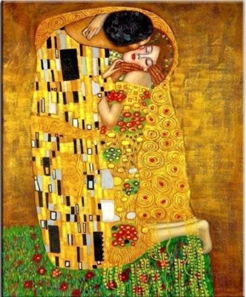 

the kiss gustav klimt classic oil painting on canvas abstract painting wall art home decor handcrafts /hd print 191016