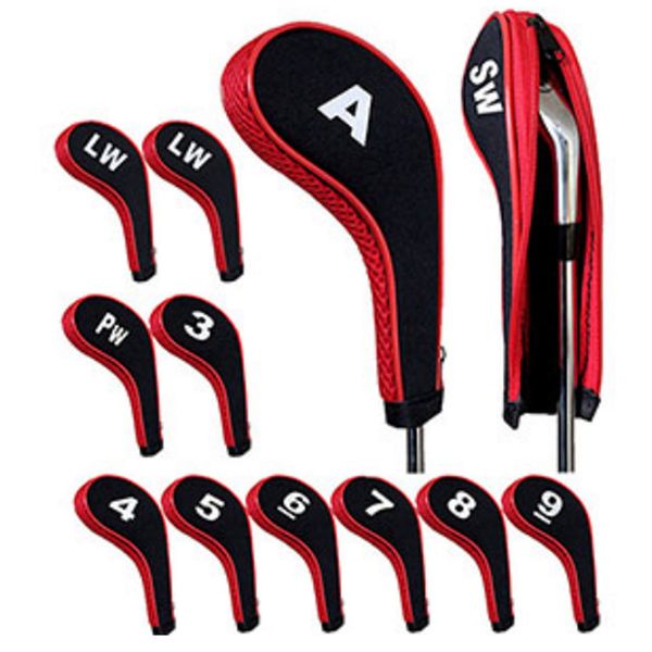 

newly 12 pcs golf club head iron covers zippered neoprene protective portable durable tool bn99